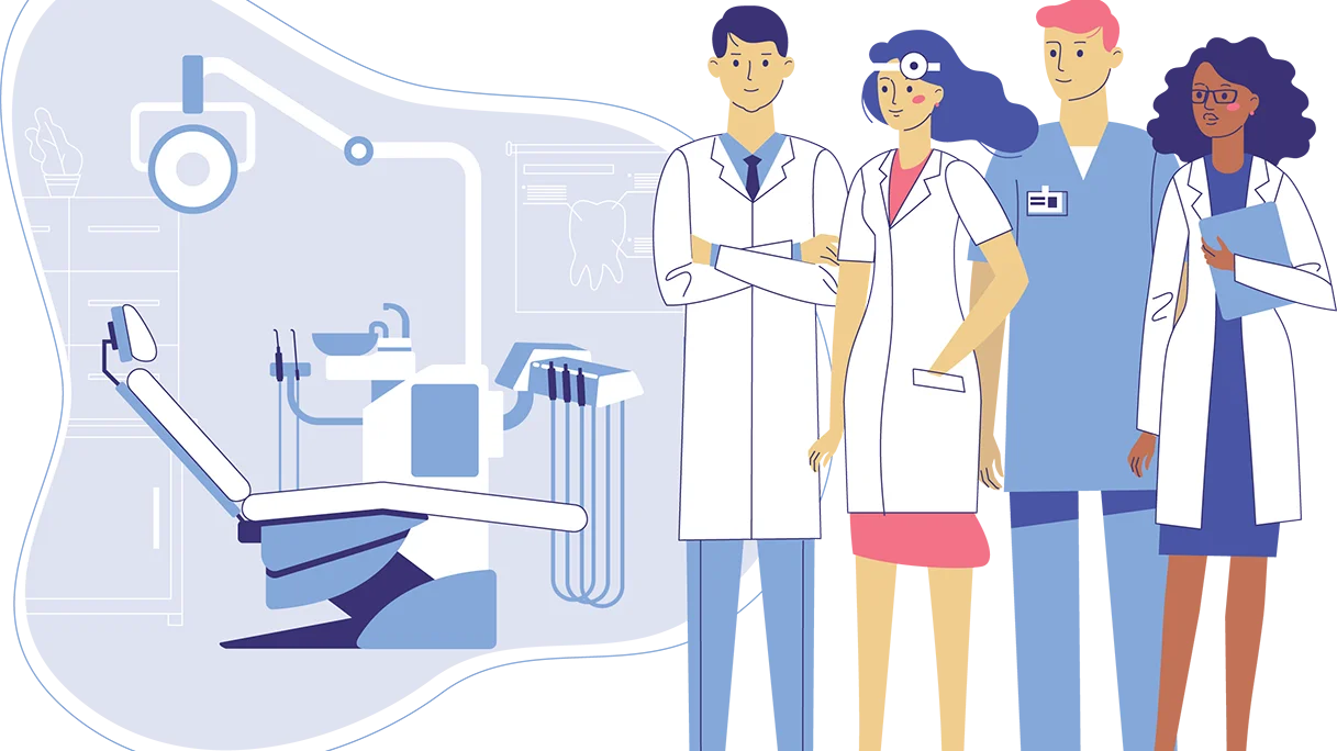 Professional Dental Clinic Staff Illustration Modern Medical Clipart Design