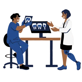 Professional Dental Consultation Clipart Illustration with Medical Technology