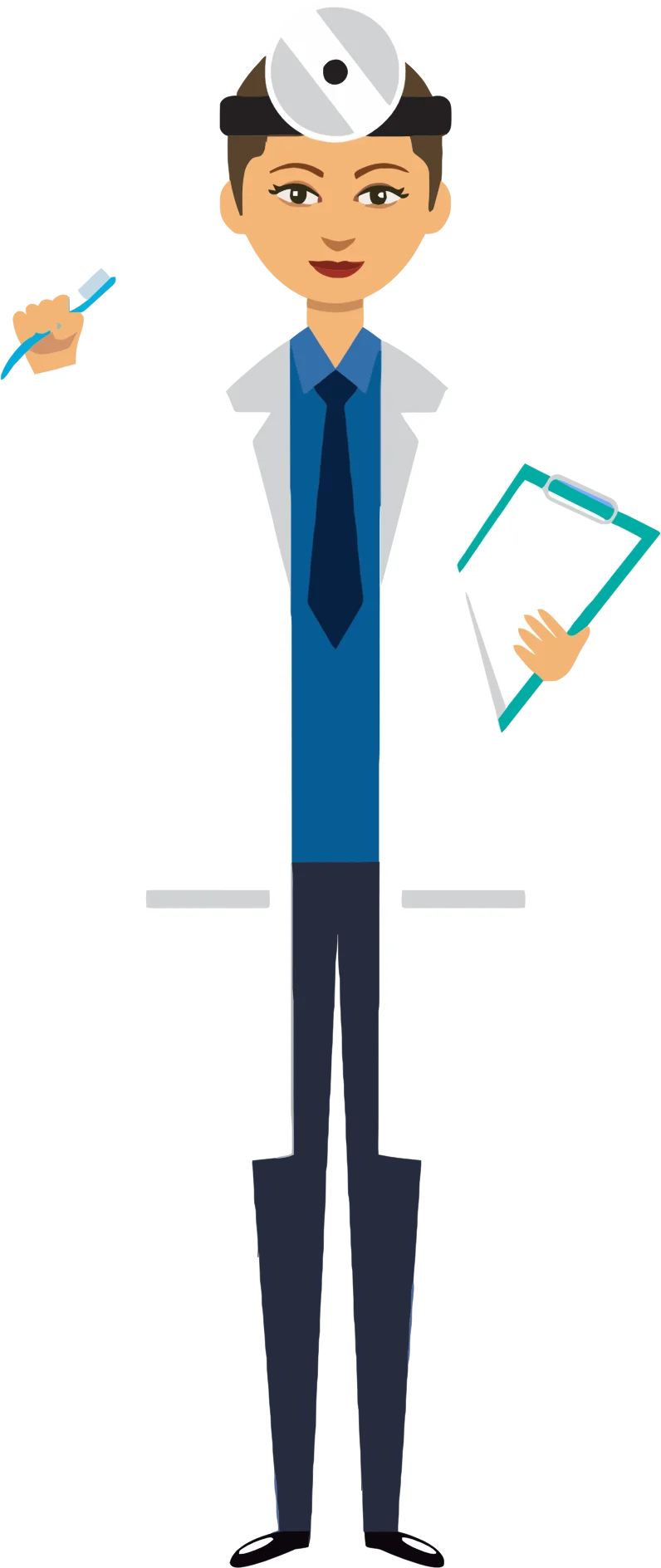 Professional Dental Practitioner Cartoon Clipart in Modern Minimalist Style
