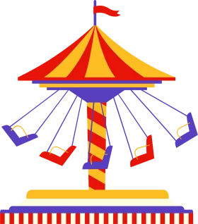 Whimsical Carnival Swing Ride Clipart with Colorful Spinning Design