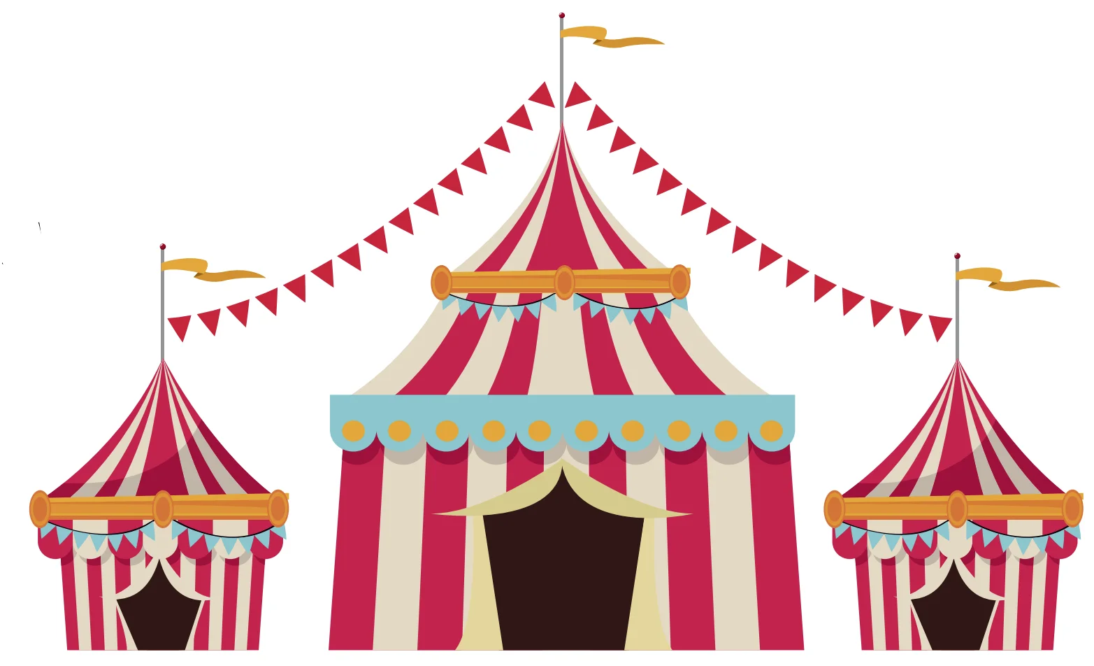 Whimsical Circus Tent Carnival Clipart Collection with Festive Pennant Banners