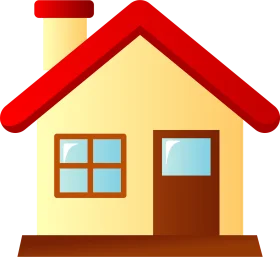 Charming Simplified Home Clipart with Warm Color Palette and Architectural Elements