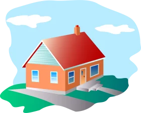 Charming Single-Story Family Home Illustrated in Playful Clipart Style