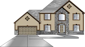 Detailed Two-Story Suburban Home Architectural Clipart Design Illustration