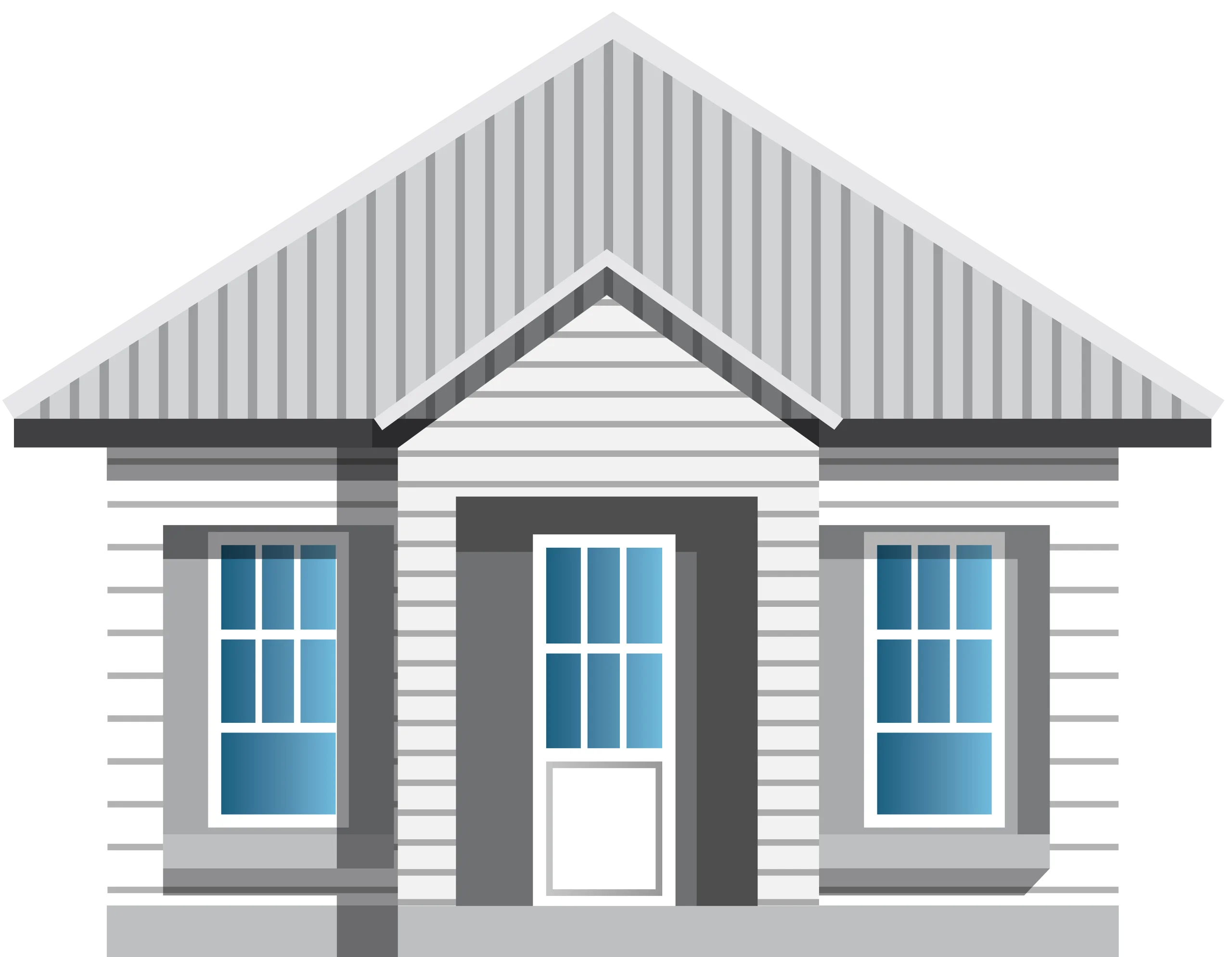 Minimalist Gray and Blue Single-Story Residential Clipart House Design