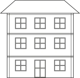 Simple Three-Story Architectural Clipart House with Symmetrical Window Design