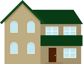 Simple Two-Story Suburban House Illustration Minimalist Clipart Design