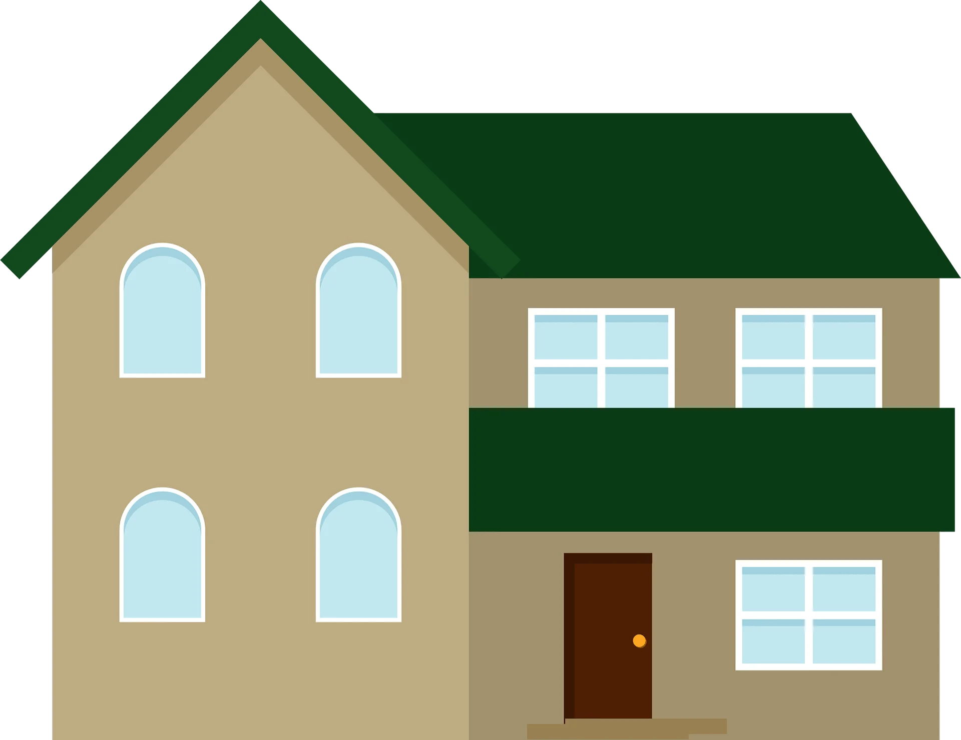 Simple Two-Story Suburban House Illustration Minimalist Clipart Design