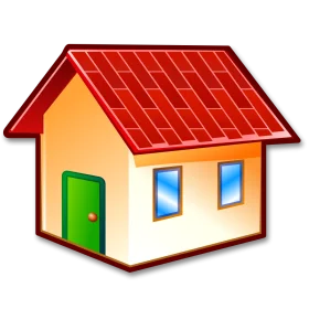 Charming Simple Suburban Home Clipart with Warm Color Palette and Geometric Design