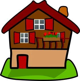Charming Two-Story Countryside Home Clipart with Rustic Design Elements