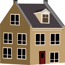 Charming Two-Story Suburban House Clipart Illustration with Distinctive Design