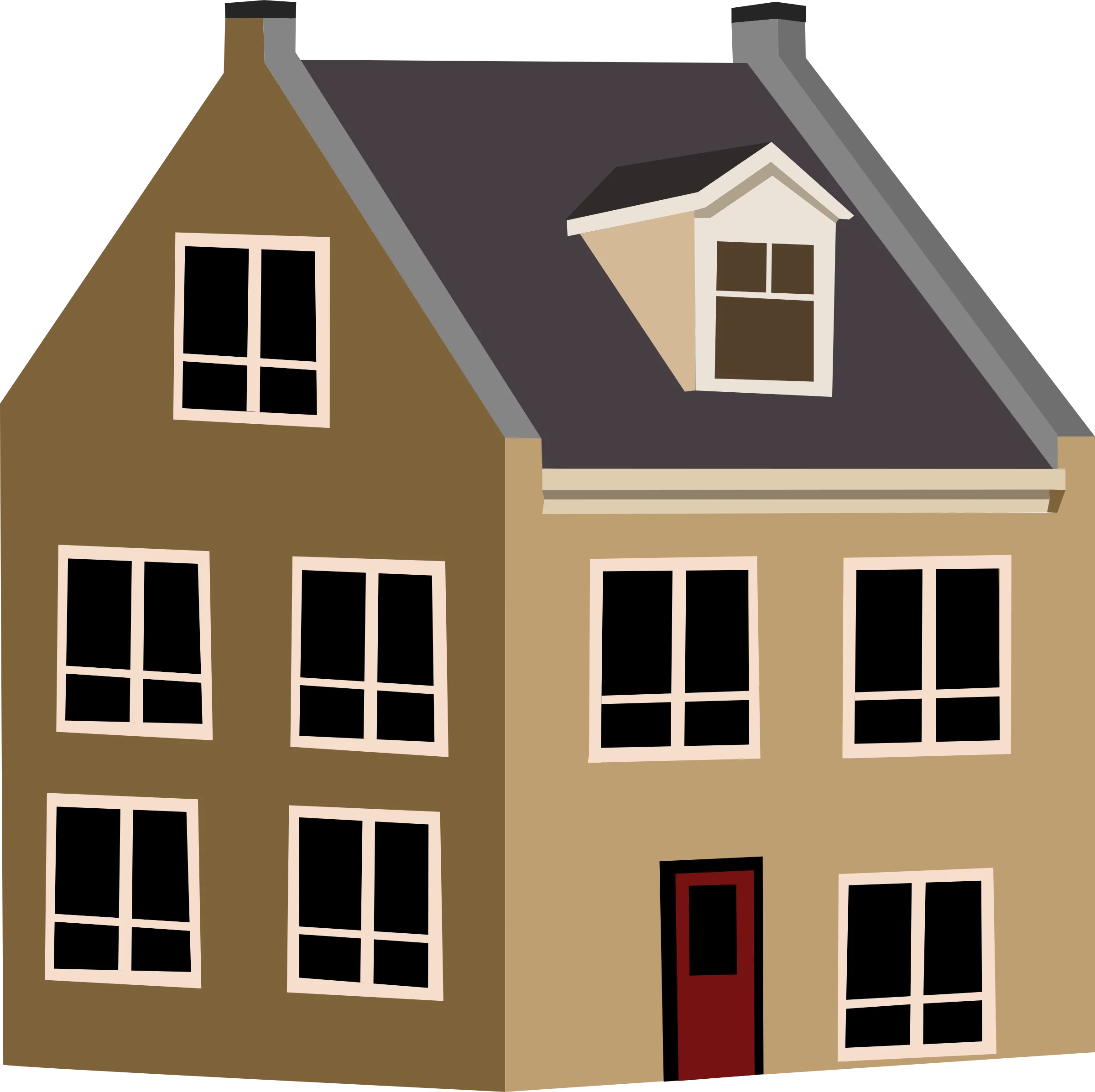 Charming Two-Story Suburban House Clipart Illustration with Distinctive Design
