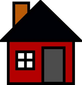 Simple Geometric Red and Black House Clipart Design with Warm Color Palette