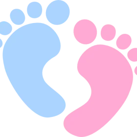 Adorable Baby Footprints Clipart in Soft Blue and Pink Pastel Colors
