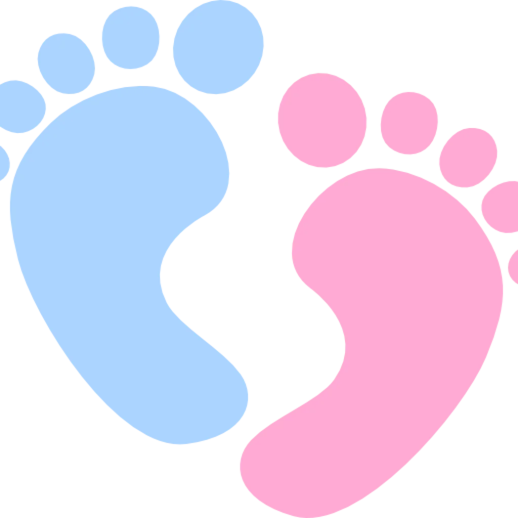 Adorable Baby Footprints Clipart in Soft Blue and Pink Pastel Colors