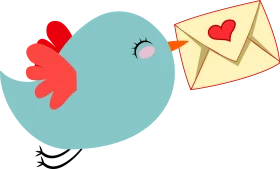 Adorable Blue Birdie Delivering Love Letter Whimsical Cartoon Clipart Design