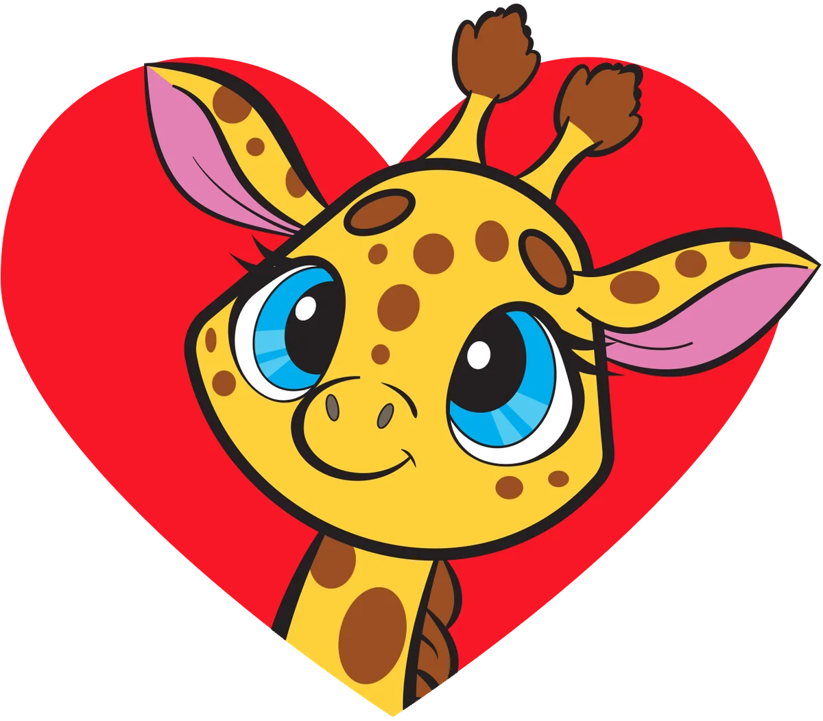 Adorable Giraffe Cartoon Clipart with Heartwarming Valentine's Day Design
