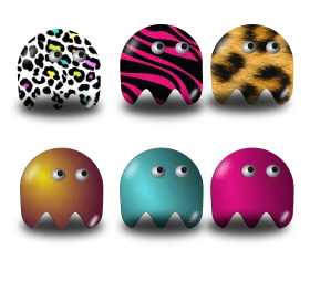 Adorable Patterned Ghost-Like Clipart Characters with Playful Textures and Colors