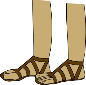 Ancient Greco-Roman Style Strappy Leather Sandal Feet Clipart Illustration