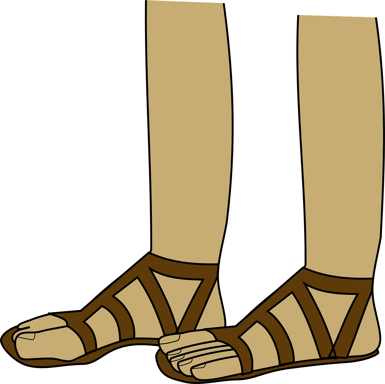 Ancient Greco-Roman Style Strappy Leather Sandal Feet Clipart Illustration