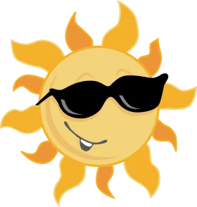 Cheerful Summer Sunshine Clipart: Cool Cartoon Sun Wearing Sunglasses