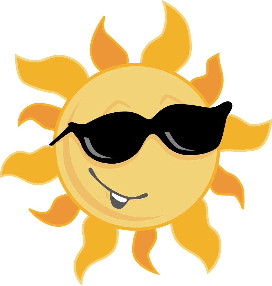 Cheerful Summer Sunshine Clipart: Cool Cartoon Sun Wearing Sunglasses