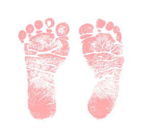 Delicate Newborn Baby Footprints Clipart in Soft Blush Pink Watercolor Style