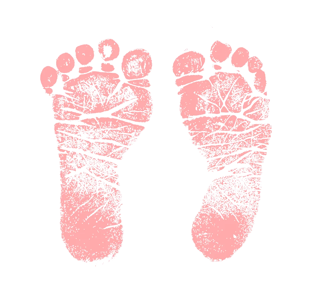 Delicate Newborn Baby Footprints Clipart in Soft Blush Pink Watercolor Style