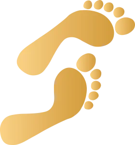 Golden Stepped Footprints Clipart Design - Smooth Minimalist Podiatry Icon