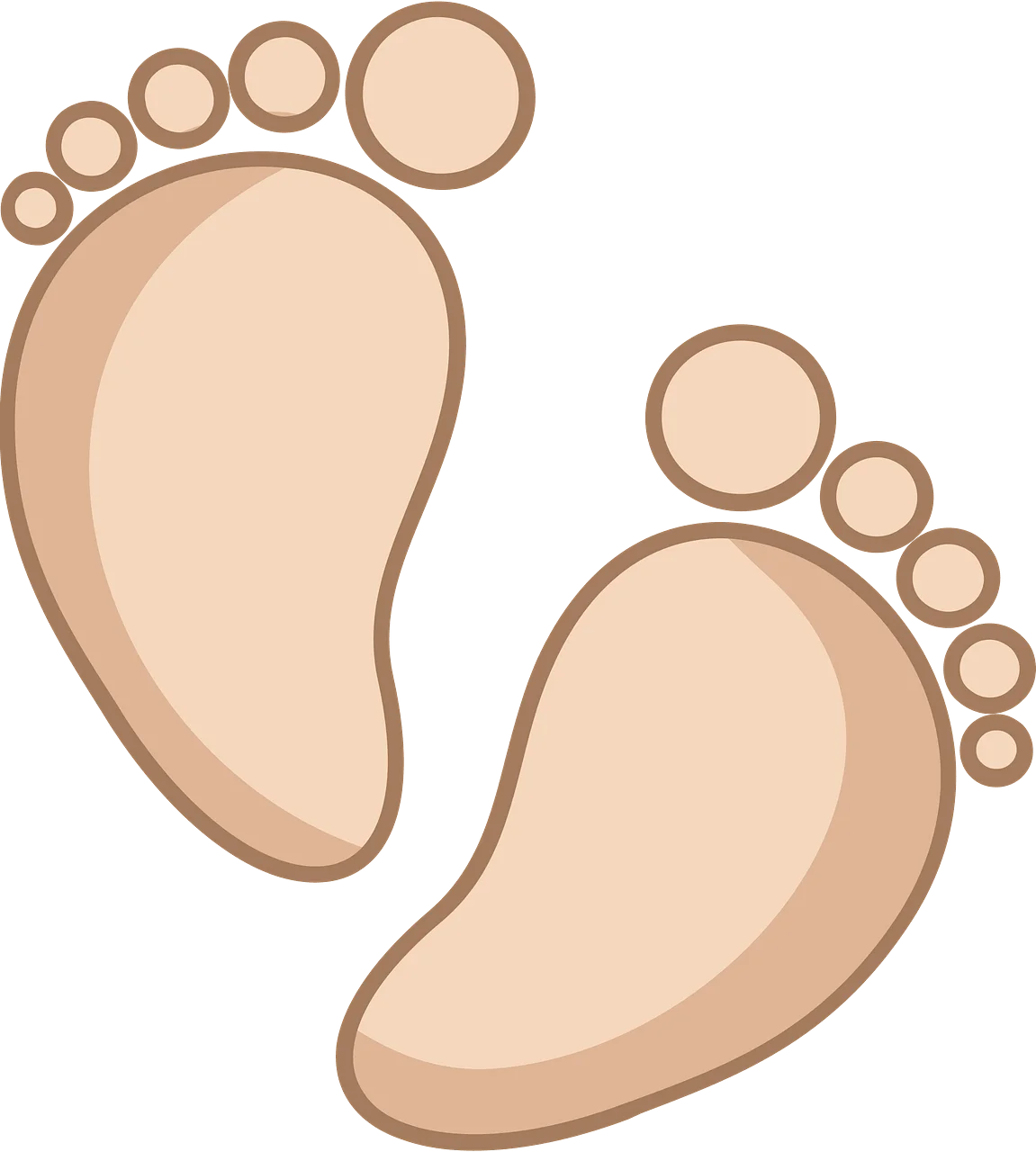 Minimalist Baby Feet Clipart: Soft Pastel Footprints Digital Illustration
