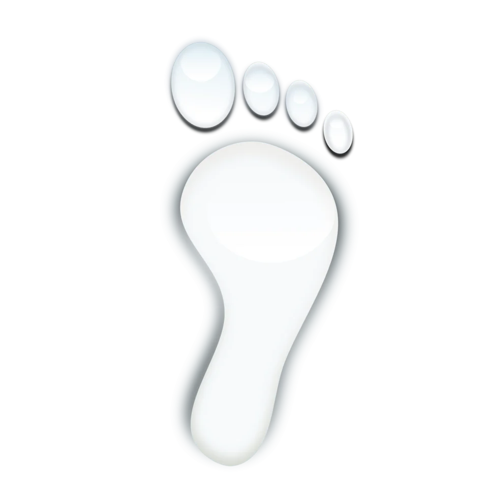 Minimalist White Footprint Clipart Silhouette with Smooth Contours and Gentle Shading