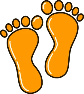 Playful Orange Footprints Clipart - Cartoon Styled Glossy Foot Silhouettes