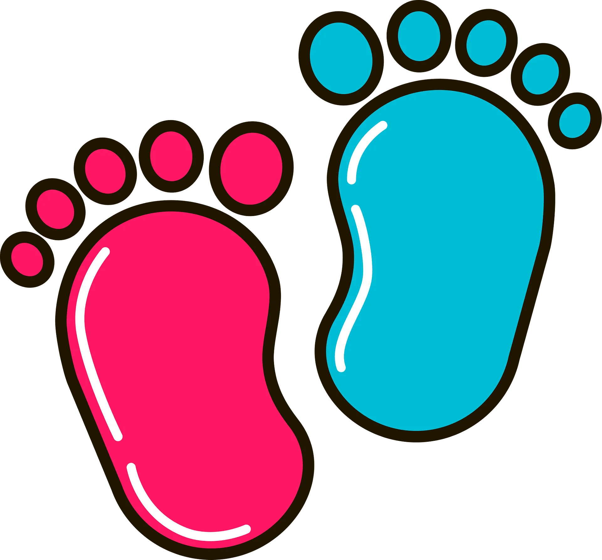 Playful Pink and Blue Baby Footprint Clipart - Adorable Newborn Graphic Design