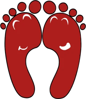 Playful Red Cartoon Feet Clipart: Whimsical Sole Illustration with Cheerful Expression