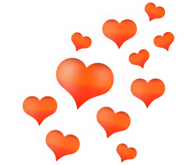 Romantic Orange Heart Shaped Clipart Floating on Soft White Background