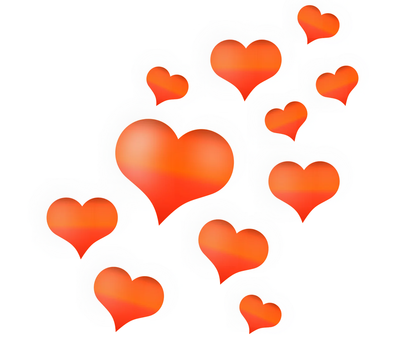 Romantic Orange Heart Shaped Clipart Floating on Soft White Background