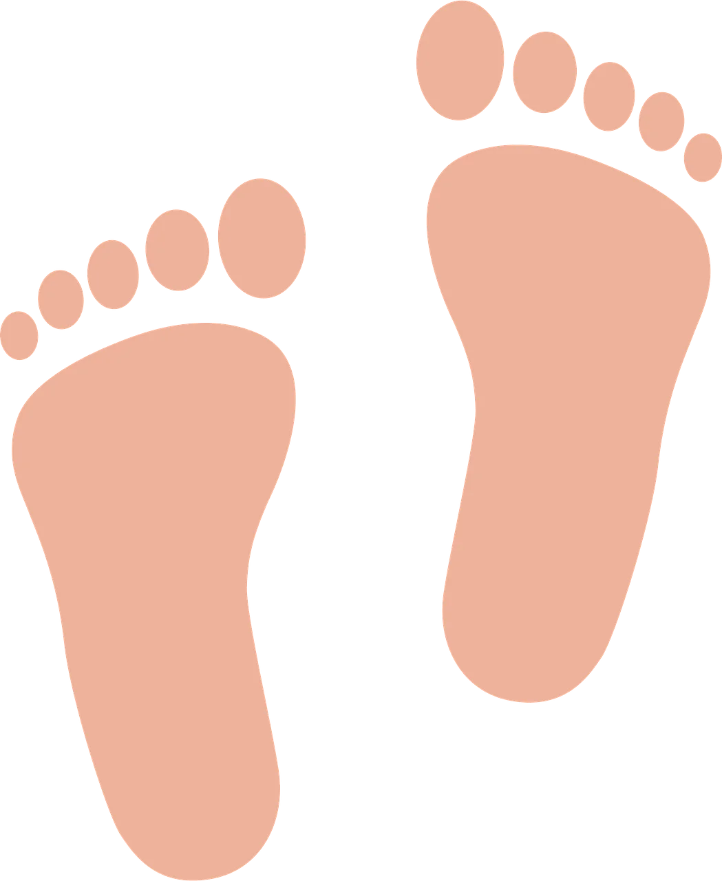 Soft Peach-Toned Human Footprints Clipart Illustration with Gradient Shading