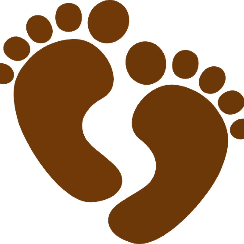 Whimsical Brown Baby Feet Clipart - Adorable Newborn Footprint Design