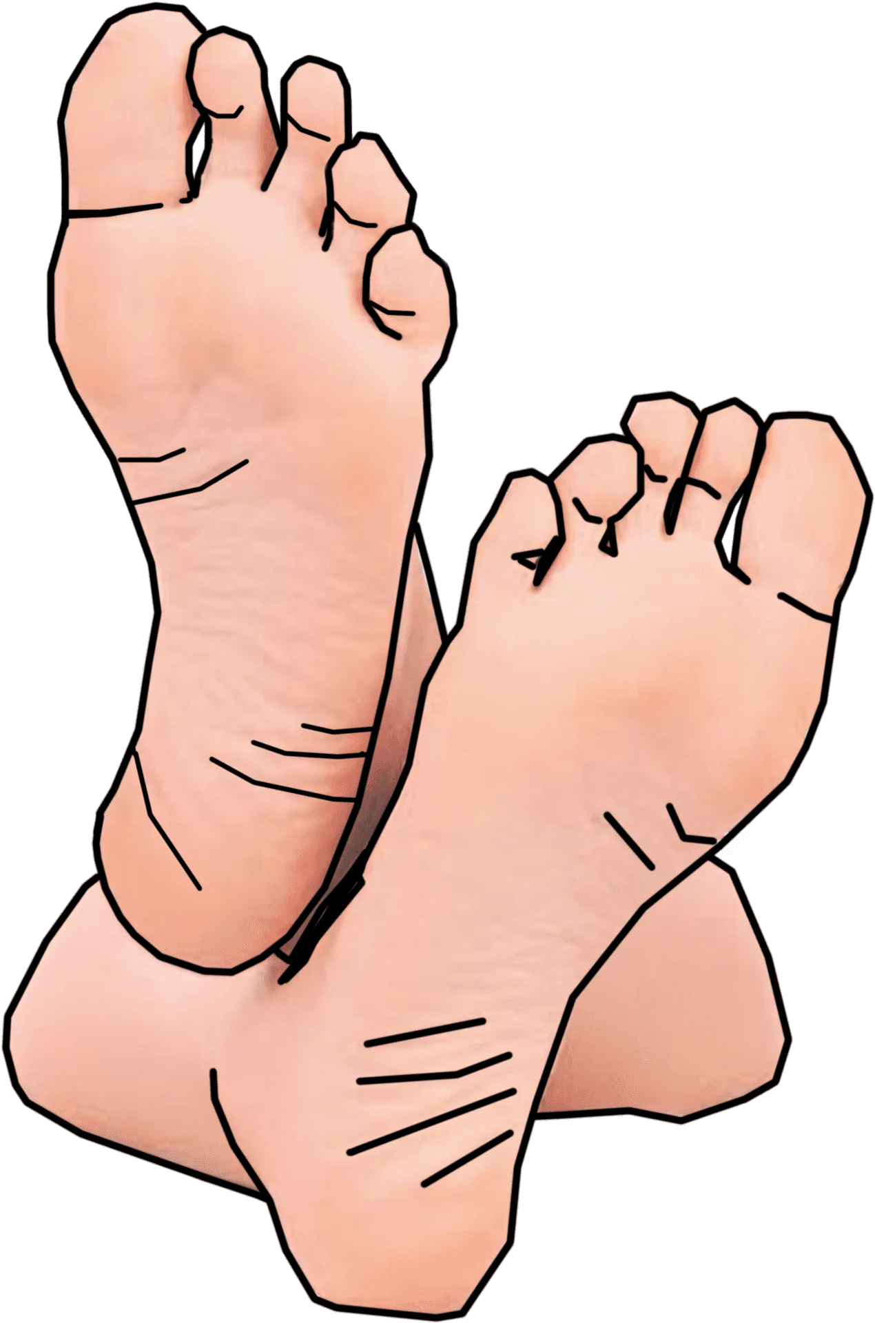 Whimsical Human Feet Clipart Illustration with Soft Skin Textures and Lines