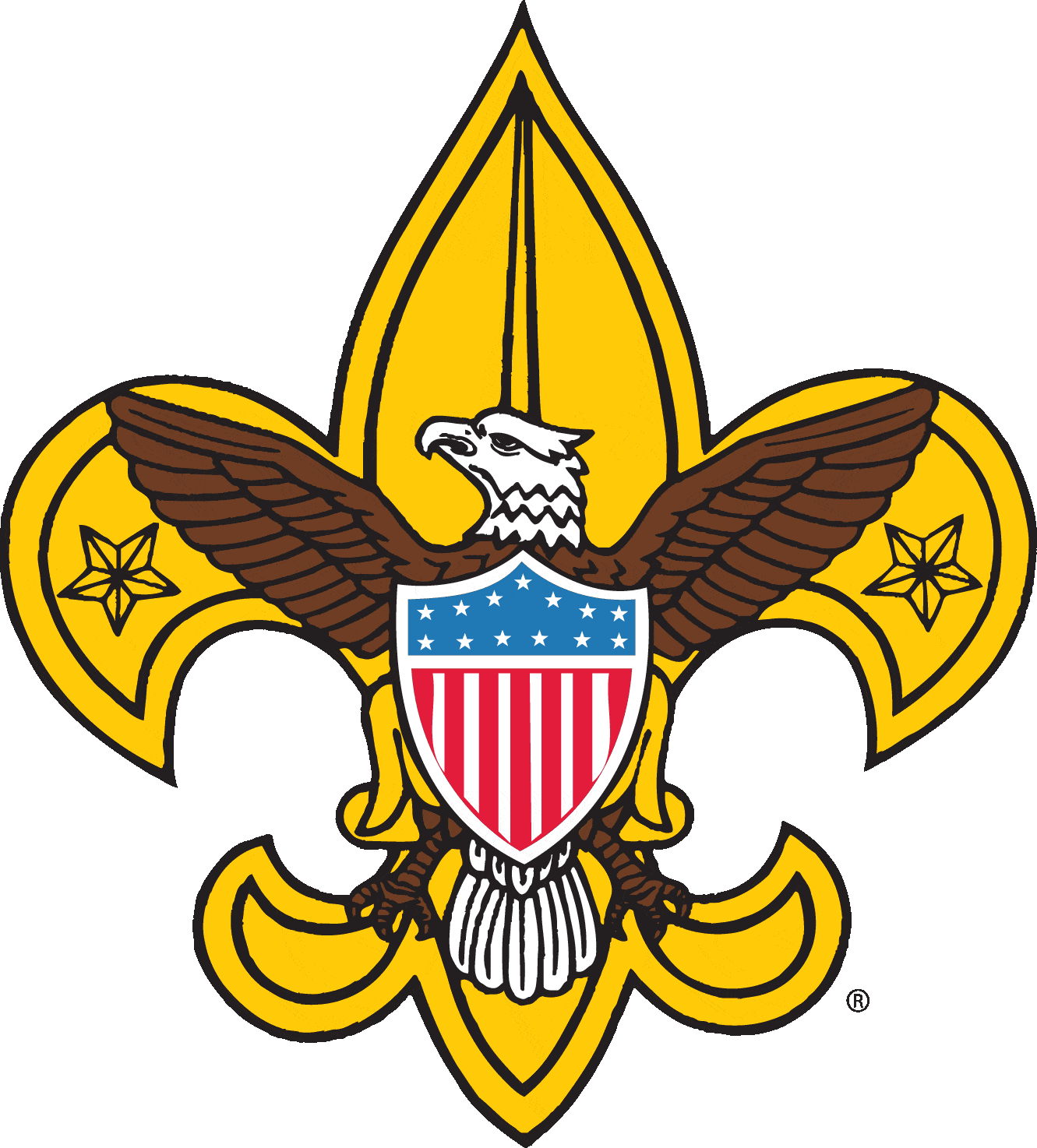 Boy Scouts of America Official Eagle Shield Fleur-de-lis Emblem Clipart Design