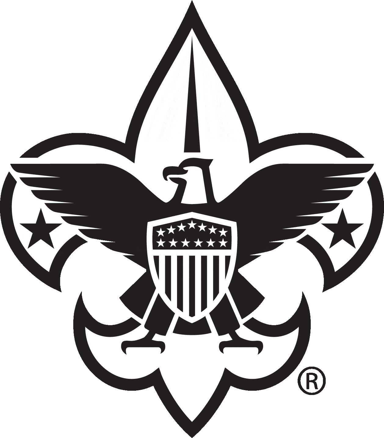 Boy Scouts of America Official Logo Black and White Clipart Design