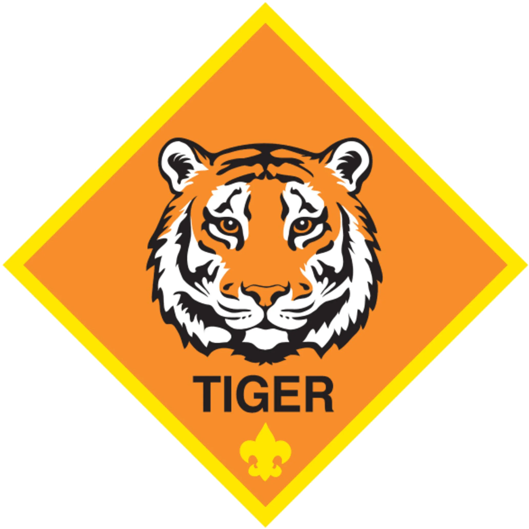 Boy Scouts of America Tiger Rank Emblem Clipart Design with Fierce Orange Tiger