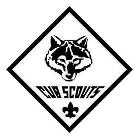 Cub Scout Wolf Emblem Clipart: Distinctive Black and White Diamond Logo Design