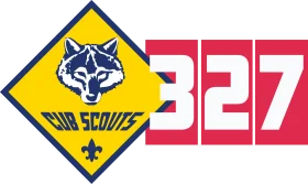 Cub Scouts Official Pack 327 Wolf Emblem Clipart Design with Bold Colors