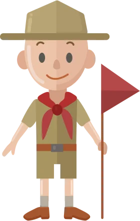 Adorable Boy Scout Clipart Character with Scout Hat and Flag