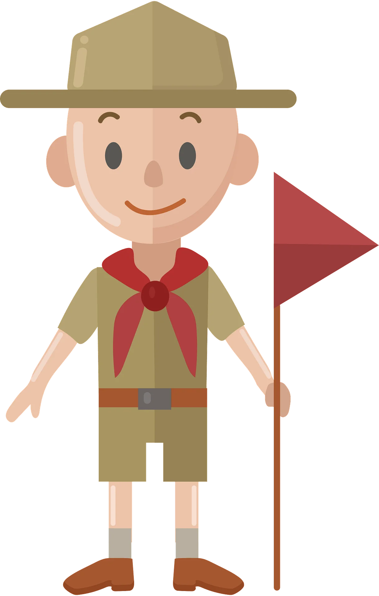 Adorable Boy Scout Clipart Character with Scout Hat and Flag