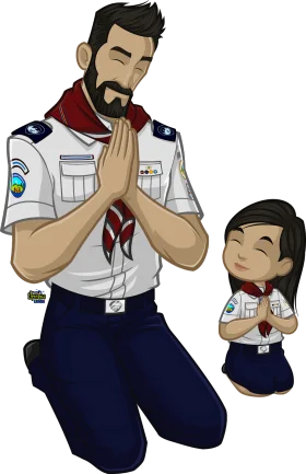 Heartwarming Cub Scout Clipart Illustration of Mentorship and Reflection