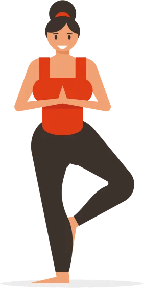Serene Balance: Female Yoga Practitioner in Tree Pose Clipart Illustration