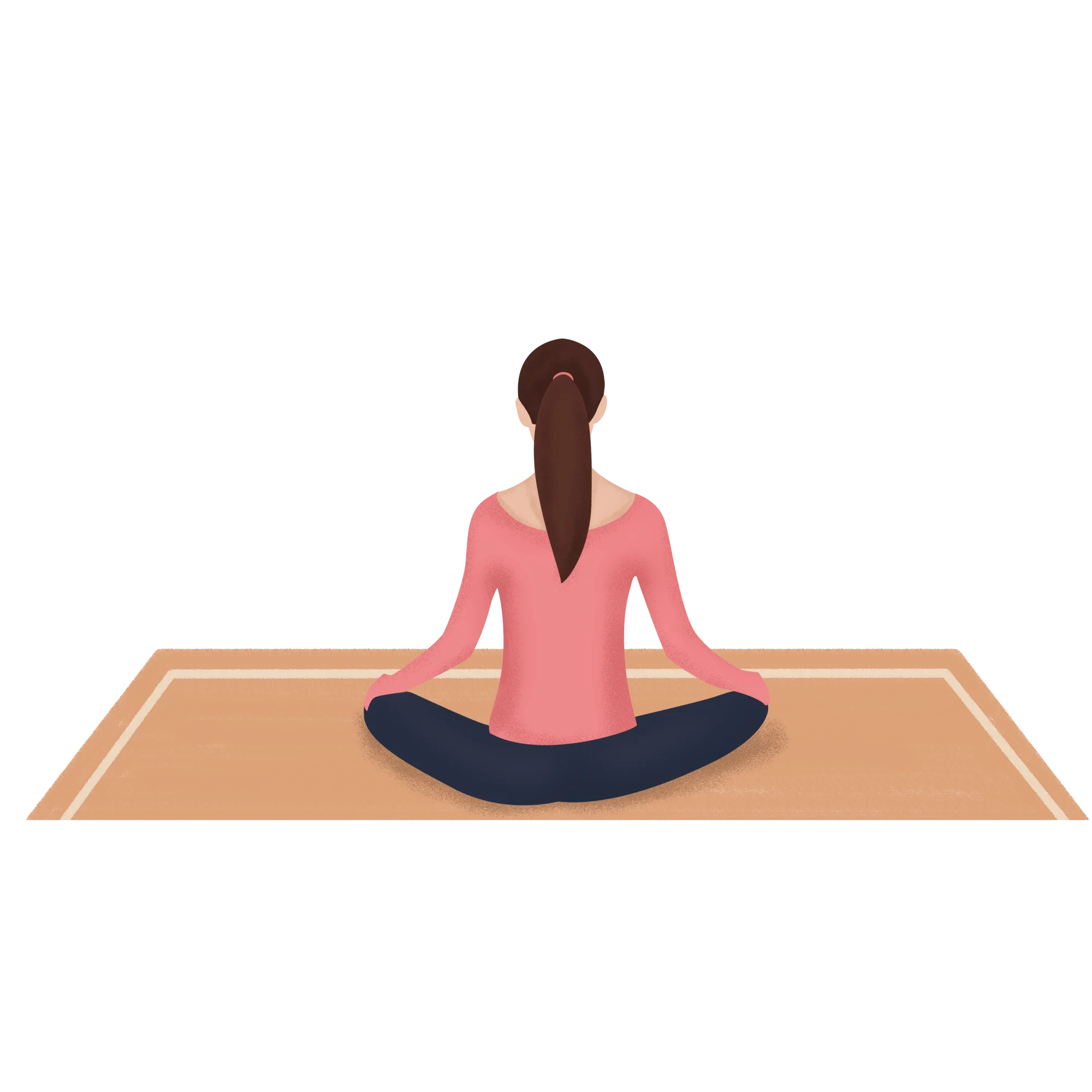 Serene Meditation Pose Yoga Practitioner Clipart Illustration on Minimalist Mat