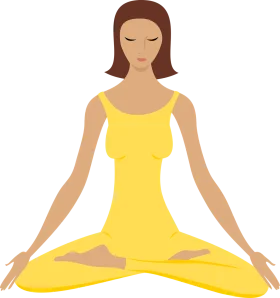 Serene Meditation Pose Yoga Practitioner in Soft Yellow Clipart Illustration